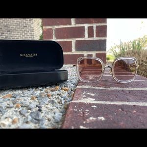 Coach sunglasses, hc7101b, rose gold/translucent pink lenses